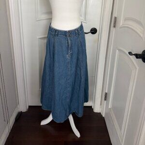 LIZ WEAR Y2K Women’s 100% Cotton Denim 33" Long Skirt, Size 10